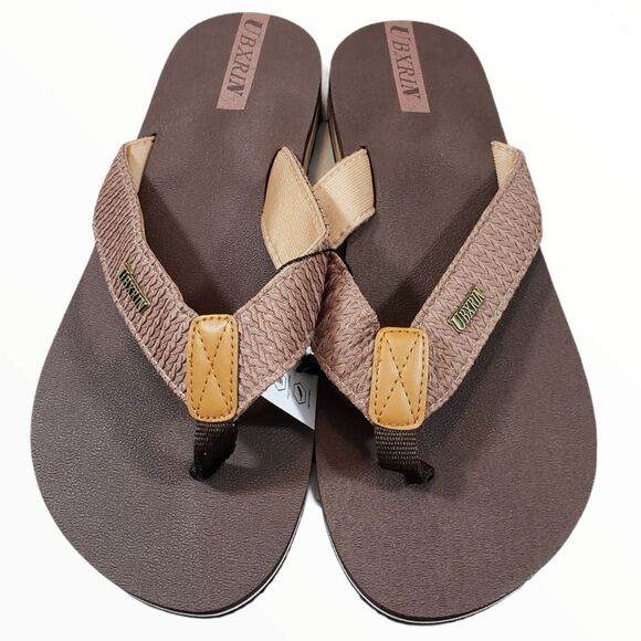 UBXRIN Flip Flops Men's Sandals Comfort Beach Thong Sandals Lightweight Brown - Picture 1 of 4